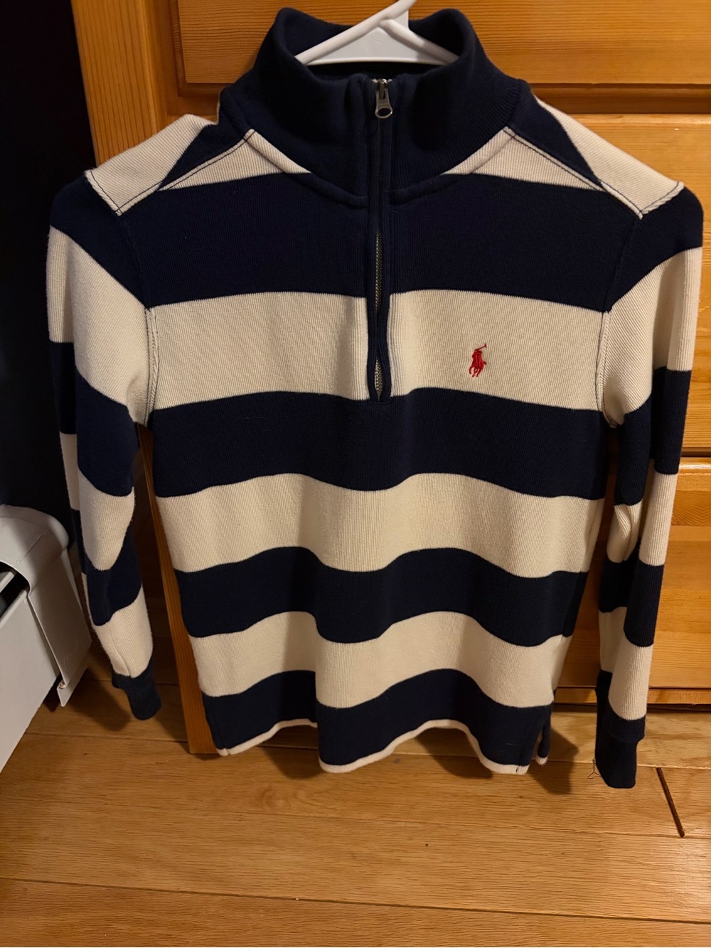 Polo by Ralph Lauren Navy & Cream Striped Quarter-Zip Pullover